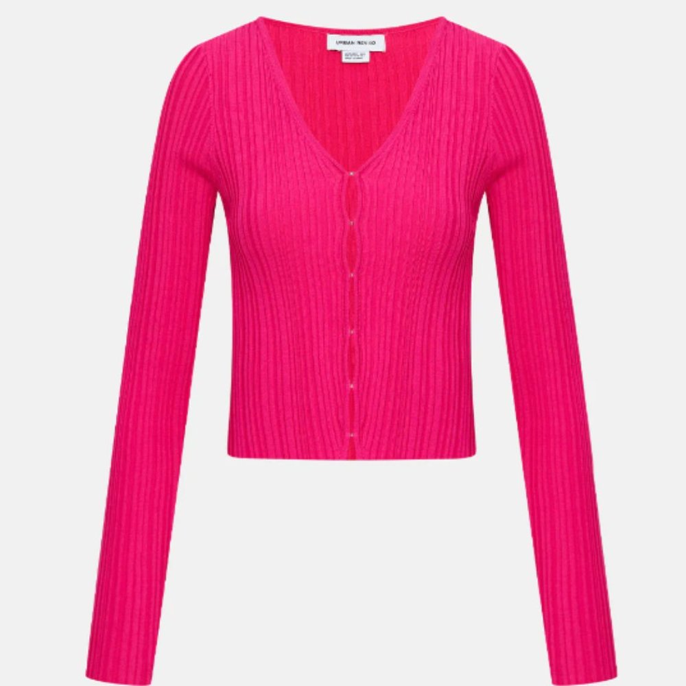 TEXTURED RIB KNIT CARDIGAN